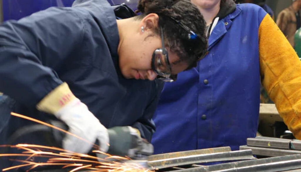 Girls working in a workshop