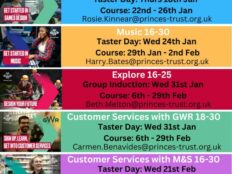 Snap shot of Princes Trust courses coming up