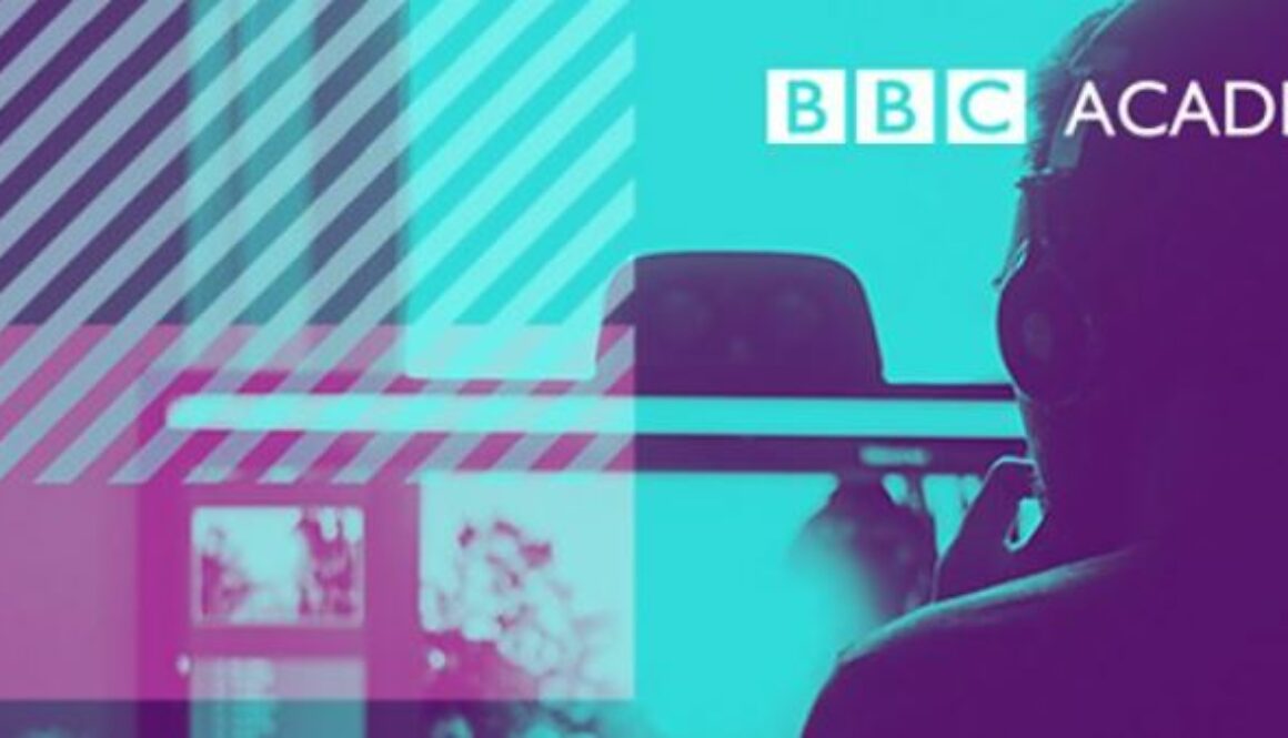 Graphic of someone working at a computer with the text BBC Academy