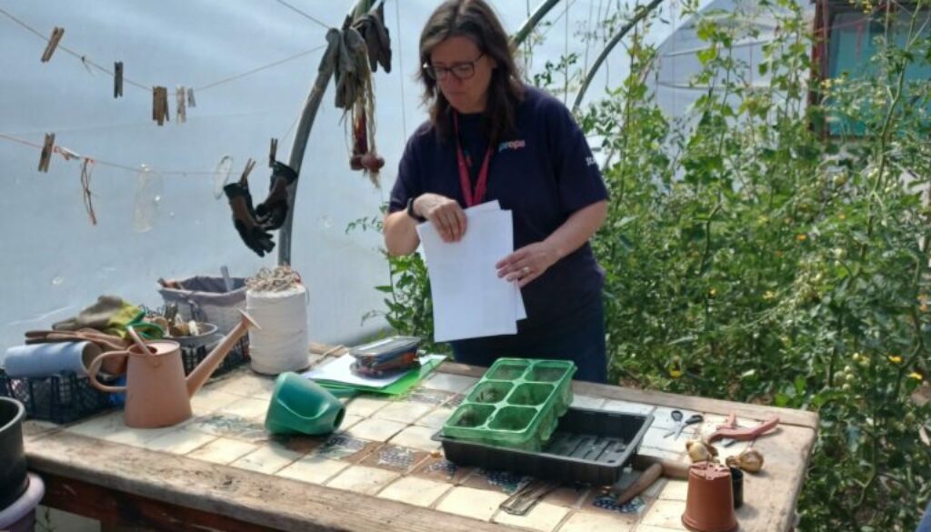 Props staff explain a gardening activity