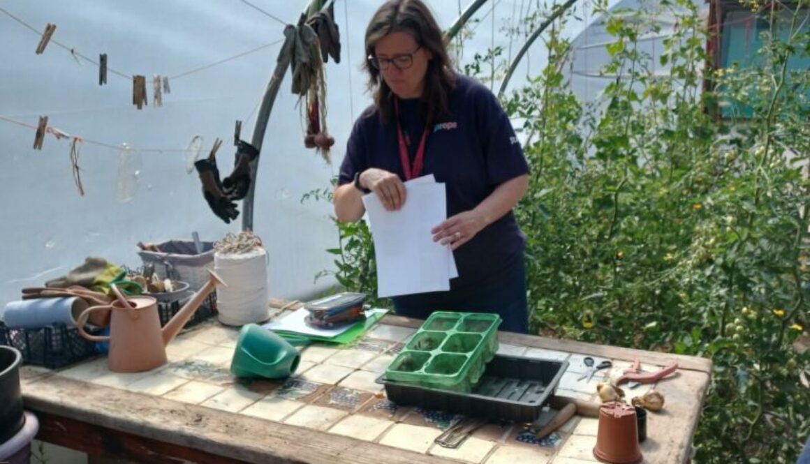 Props staff explain a gardening activity