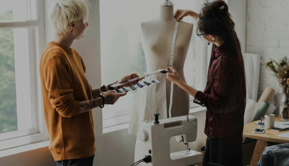 Ladies working on a dress