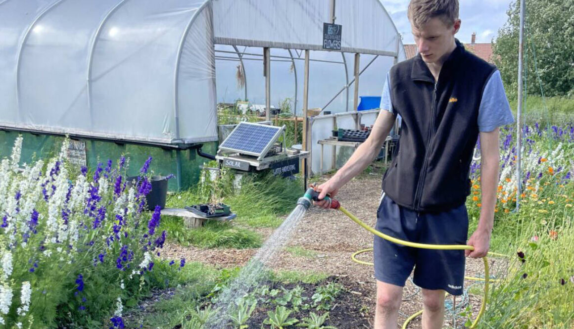 SBYG youth watering plants at farm